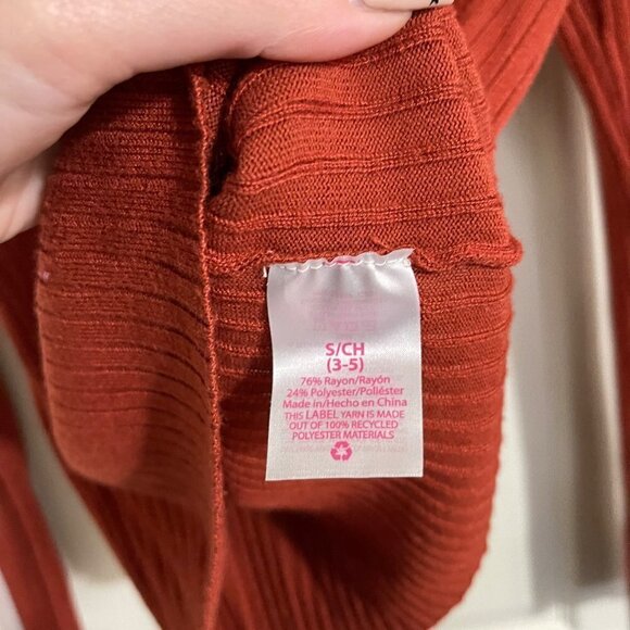 No Boundaries Womens Juniors Rust Orange Ribbed Popover Long Sleeve Blouse Small - Picture 4 of 5